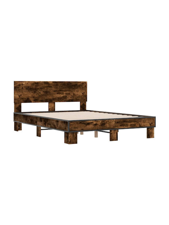 Hälfte-Doppelbett Aus Holz Mit Lattenrost Aus Rauchfichte Für Matratze 120x200cm