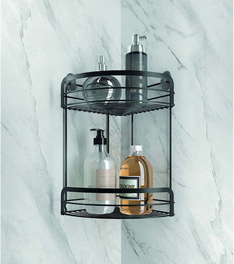 Metaltex Corner Wall Mounted Bathroom Shelf Metallic Black