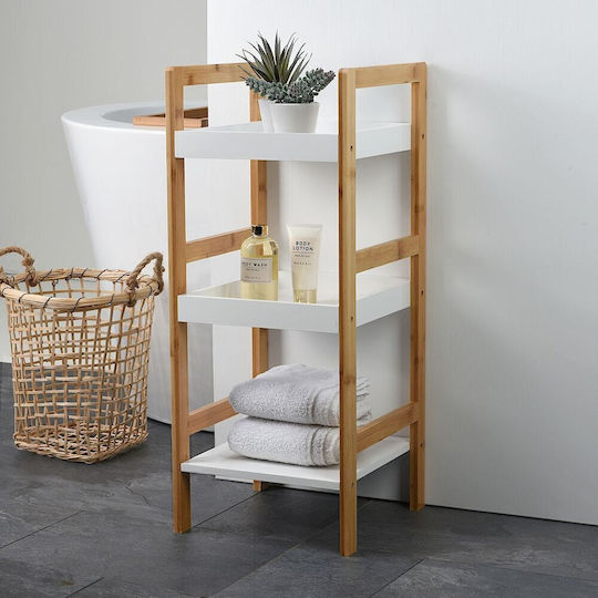 Vilde Raft de Baie de Podea din Bambus 30x30x72cm Alb