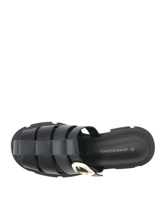 Midal Leather Women's Flat Sandals Black