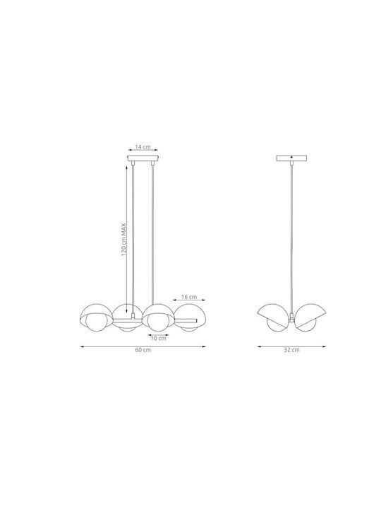 Emibig Orange Ceiling Light for 4 G9 Bulbs