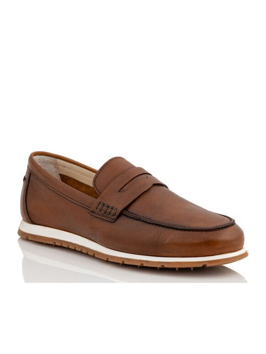 Leather Men's Loafers in Tabac Brown Colour