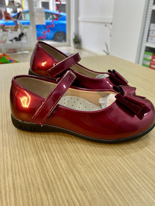 Kids Ballerinas Anatomic with Hoop & Loop Closure Patent Leather Burgundy