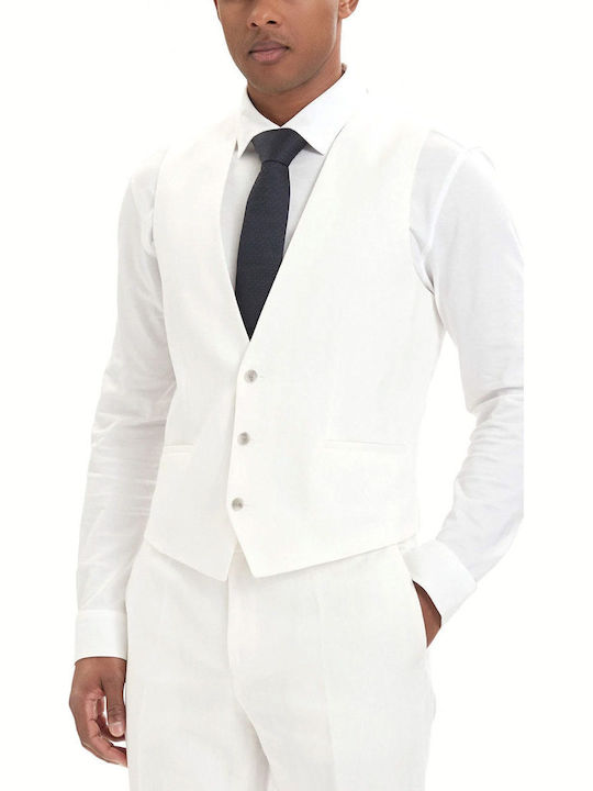Henry Summer Men's Suit with Vest with Slim Fit White