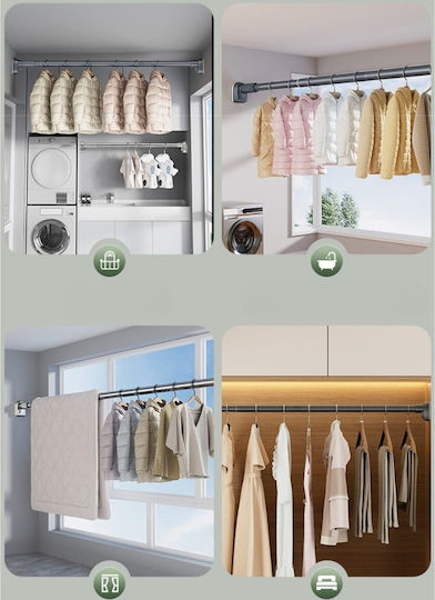 Alista Home Bară Pliabilă pentru Perdea de Duș Dreaptă din Oțel Inoxidabil Gri 220cm