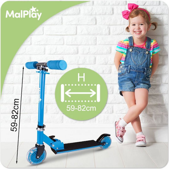 MalPlay Scuter Copii Pliabil 2 Roți Cu Iluminare LED Pentru 3+ Ani Albastru