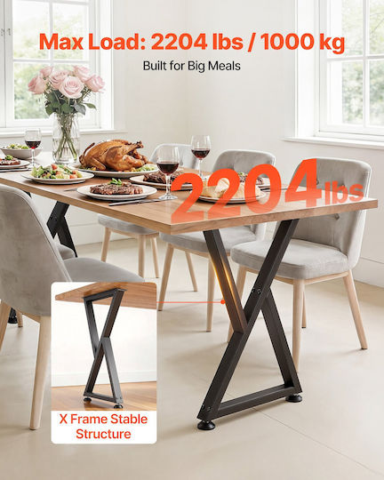 Vevor Metal Furniture Leg 2 Pieces Suitable for Table Coffee Table Desk 74x47.2cm Black