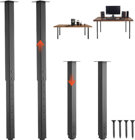 Vevor Metal Furniture Leg with Regulator 4 Pieces Suitable for Table Coffee Table Desk 61cm Black