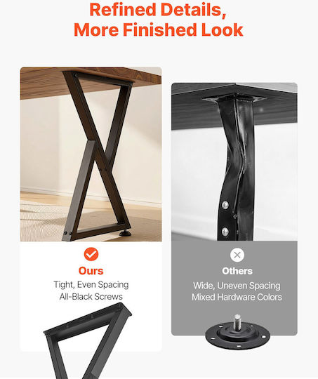 Vevor Metal Furniture Leg 2 Pieces Suitable for Table Coffee Table Desk 74x47.2cm Black
