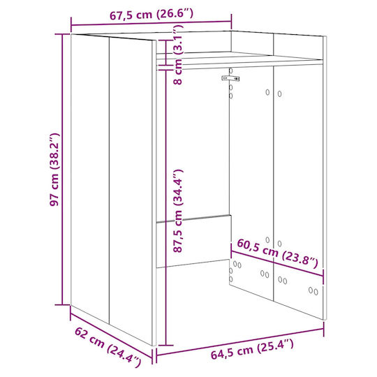 vidaXL vidaXL Badezimmerschrank Waschmaschine 67.5x62x97cm Braune