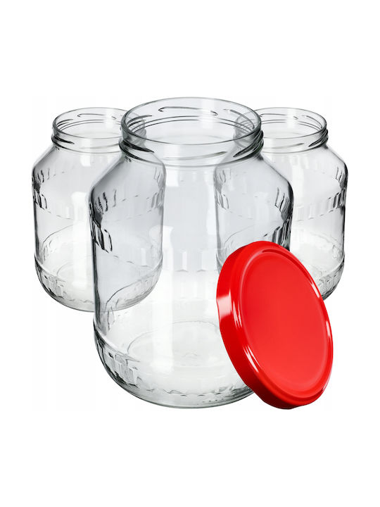 Kadax Set 8Stücke Lebensmittelgläser Allgemeine Verwendung mit Glasdeckel Rote 2500ml 8Stücke