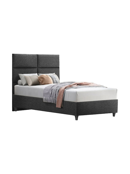 Milo Pat Semi-dublu Tapițat cu Material Gri Potrivit pentru Saltea 120x200cm