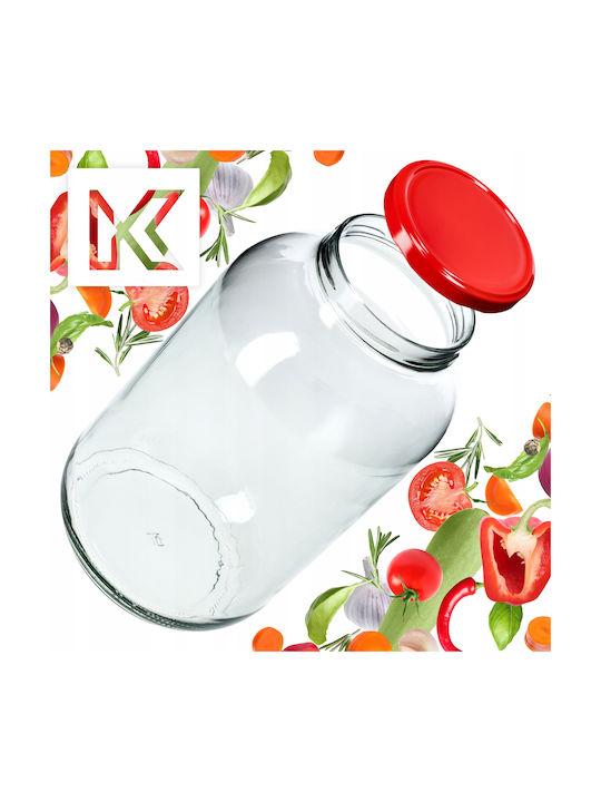 Kadax Ваза За Обща Употреба С Капак Стъклена Червена 4000ml