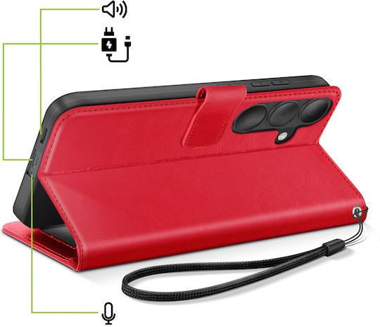 Mayaxess Wallet Case Galaxy S26 Lanyard Stand Function Red