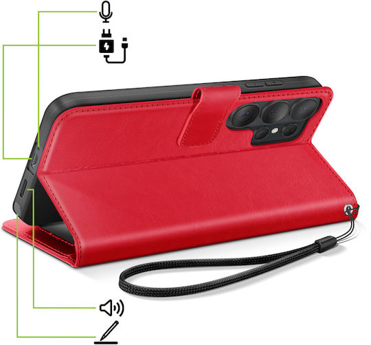 Mayaxess Wallet Case Galaxy S26 Ultra Lanyard Stand Function Red