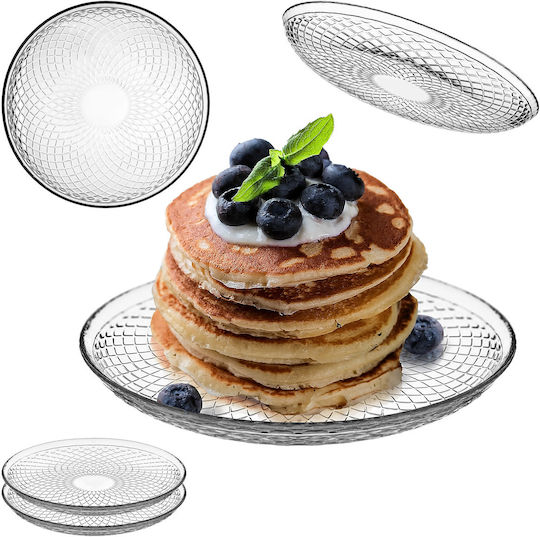 Kadax Serving Plate Desert Glass Transparent with Diameter 17.5cm 2 Pieces