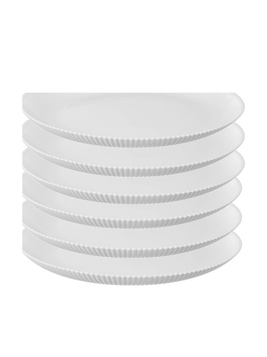 Kadax Shallow Glass Serving Plate White with Diameter 26.5cm 6 Pieces