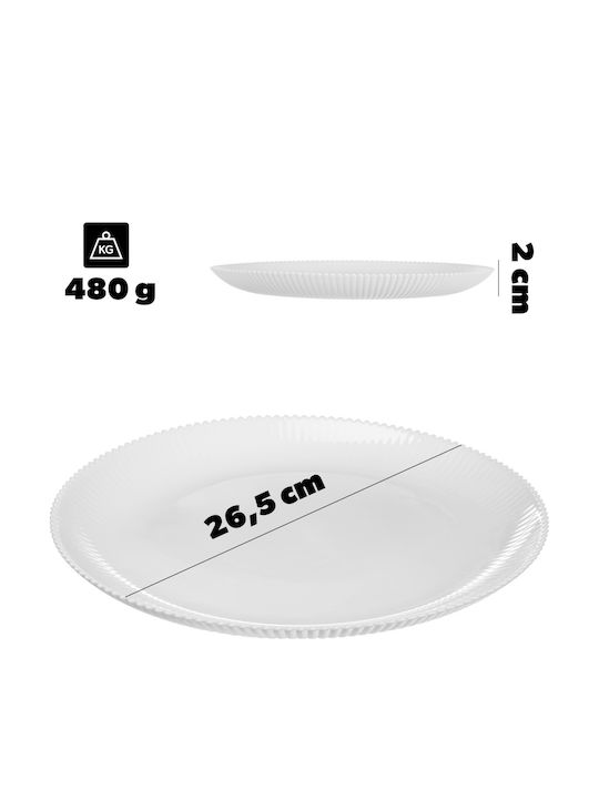 Kadax Servierplatte Untiefe Glas Weiß mit Durchmesser 26.5cm 3 Stück
