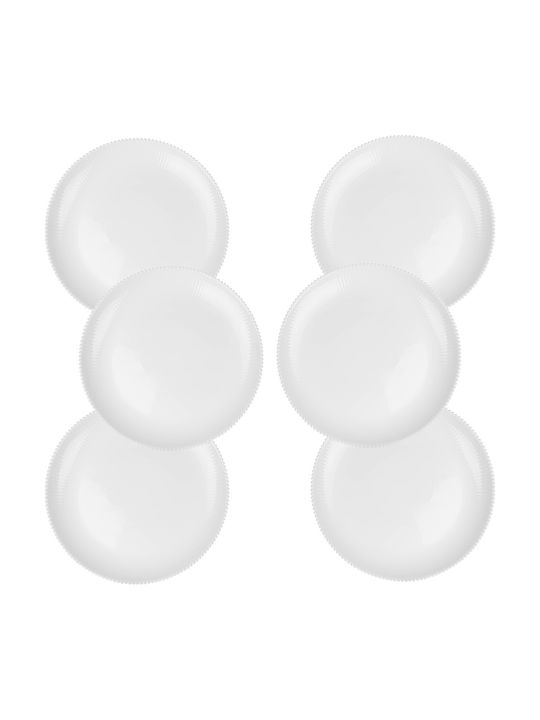 Kadax Shallow Glass Serving Plate White with Diameter 26.5cm 6 Pieces