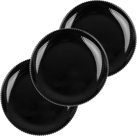 Kadax Glass Dessert Plate Black with Diameter 19cm 3 Pieces