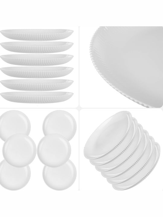 Kadax White Glass Dessert Plate 19cm 6 Pieces