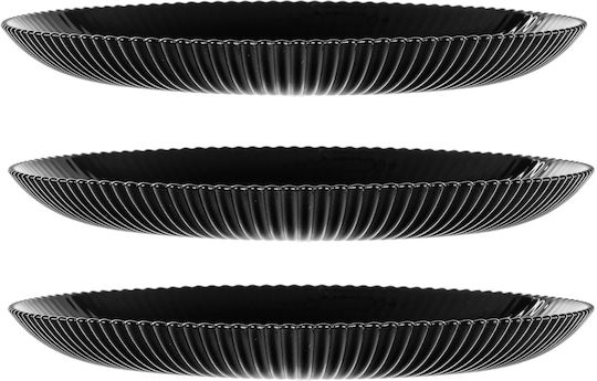 Kadax Glass Dessert Plate Black with Diameter 19cm 3 Pieces