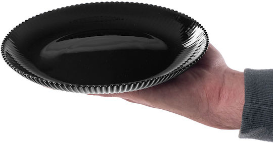Kadax Glass Dessert Plate Black with Diameter 19cm 3 Pieces