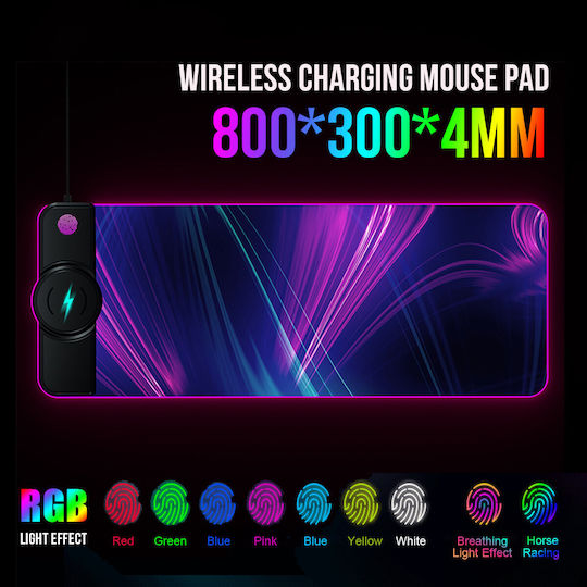 Gaming Mauspad 15w Wireless Charging RGB-Beleuchtung Farbwechsel Durch Berührung 80x30x0,4 cm Er D L