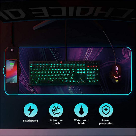 Gaming Mauspad 15w Wireless Charging RGB-Beleuchtung Farbwechsel Durch Berührung 80x30x0,4 cm Er D L