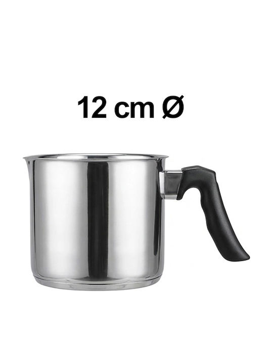 Cheffinger Oală Lapte 12cm Oțel Inoxidabil Cu Cioc De Turnare Mâner Izolat Argintie