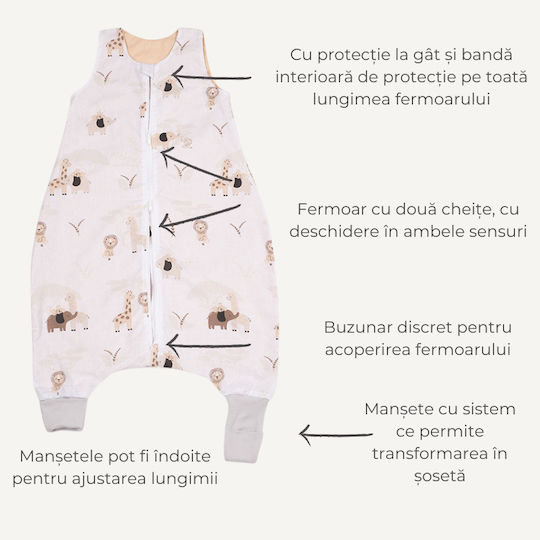 Kidizi Καλοκαιρινός Υπνόσακος με Πόδια 0.5 tog Beige