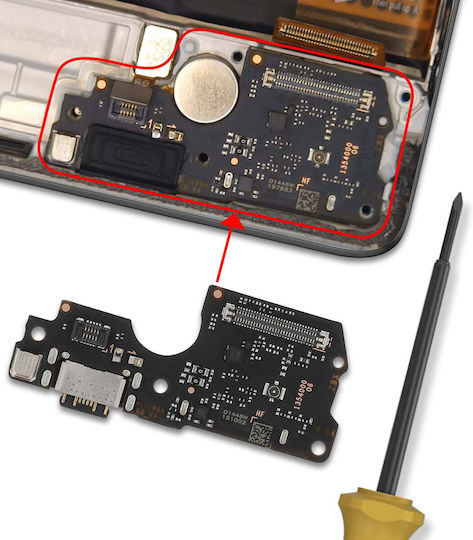 Clappio Usb-c Ladekabel Anschluss Zum Aufladen Redmi Note 14 Pro 4G Sim Kartenleser Schwarzes