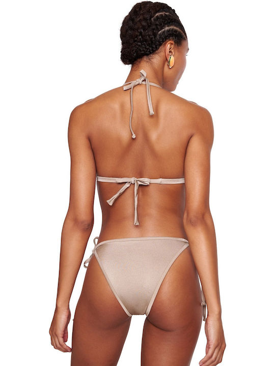 Champagne Cocktail Bikini Brazil with Laces Gold