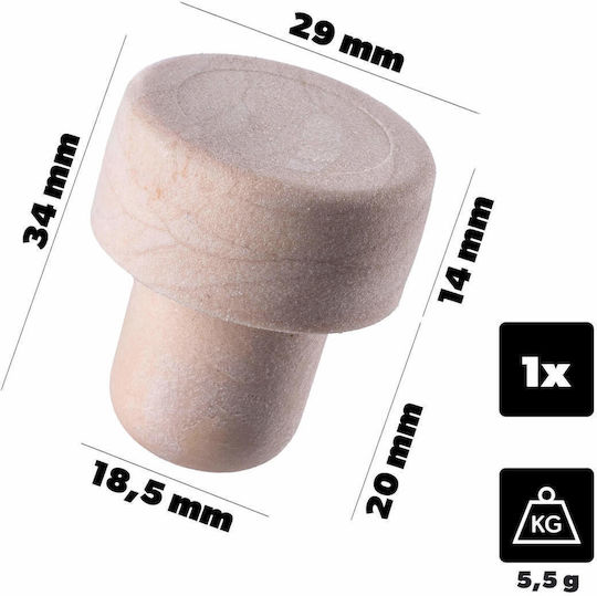 Synthetic Mushroom Wine Bottle Stopper 18.5mm 1 Pc