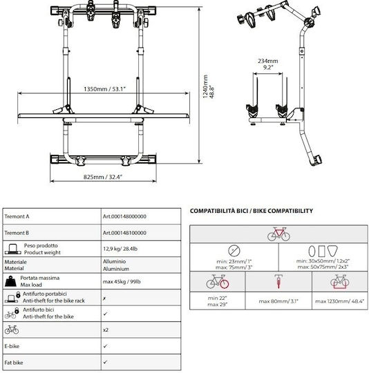 Menabo Auto Fahrradträger Basis Für Kofferraum Für 2 Fahrräder