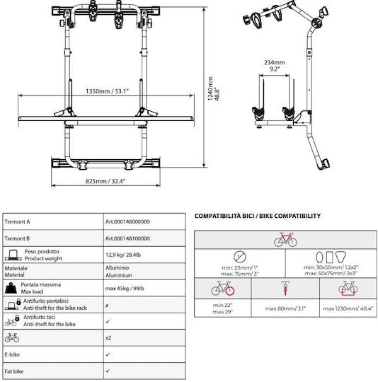 Menabo Auto Fahrradträger Basis Für Kofferraum Für 2 Fahrräder