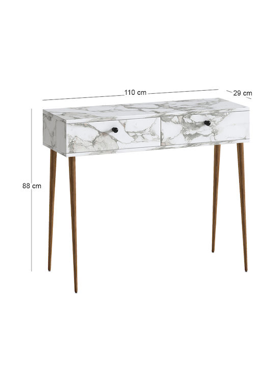 Alis Konsolentisch aus Holz & Marmor Weiß M110xB29xH88cm
