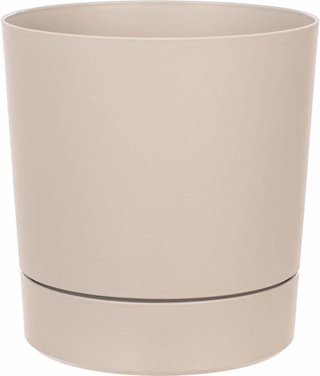 Kadax Plastic Beige Flower Pot with Saucer 27.5x27.5cm