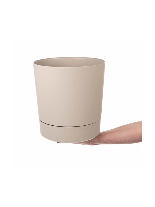 Kadax Plastic Beige Flower Pot with Saucer 27.5x27.5cm