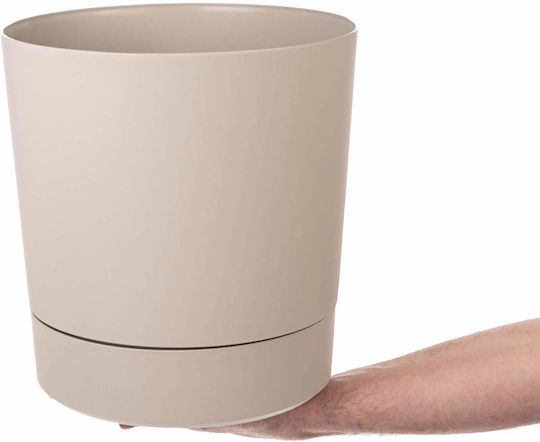 Kadax Plastic Beige Flower Pot with Saucer 27.5x27.5cm