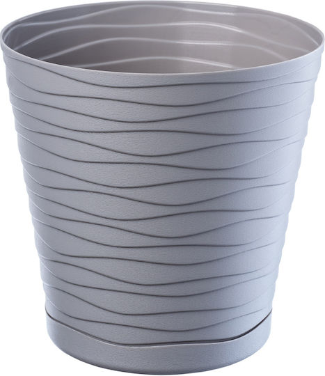 Kadax Ghiveci De Flori Din Plastic Gri Cu Farfurie 21x21x14.5cm