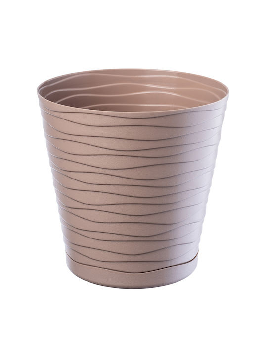 Kadax Ghiveci De Flori Din Plastic Bej Cu Farfurie 25x25x17cm