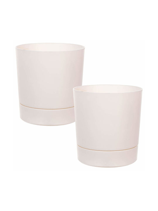 Kadax Set 2 Ghivece de Flori Din Plastic Cu Farfurie
