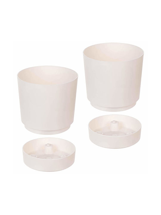 Kadax Set 2 Ghivece de Flori Din Plastic Cu Farfurie