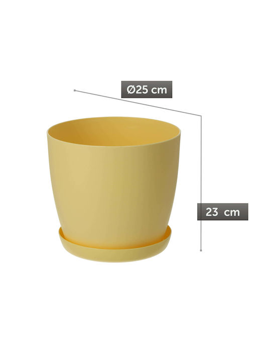 Kadax Kunststoff Blumentopf Gelb Matt mit Untersetzer 25x23cm