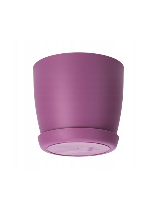 Kadax Γλάστρα Πλαστική Purple Matte με Πιάτο 18x16x14.5εκ.