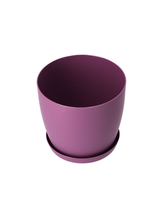 Kadax Γλάστρα Πλαστική Purple Matte με Πιάτο 18x16x14.5εκ.
