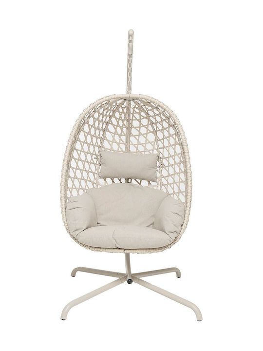 Κούνια Φωλιά με Βάση και Μαξιλάρι Rattan Μπεζ 94x63x116cm
