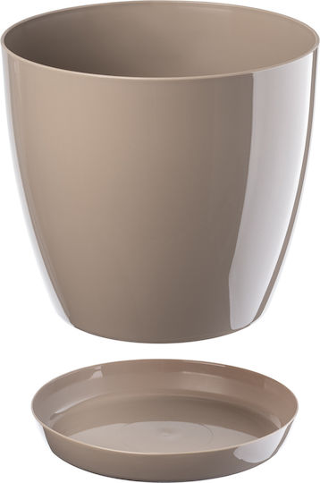 Kadax Set of 3 Plastic Beige Flower Pots with Saucer