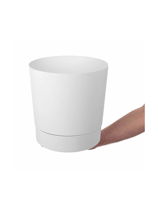 Kadax Plastic White Flower Pot with Saucer 27.5x27.5cm